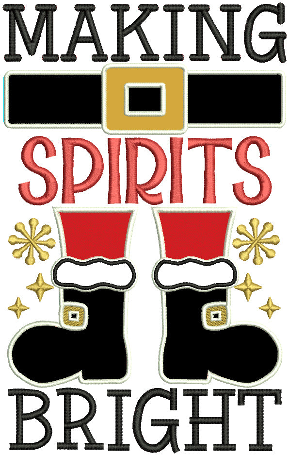 Making Spirits Bright Christmas Applique Machine Embroidery Design Digitized Pattern