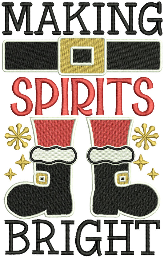 Making Spirits Bright Christmas Filled Machine Embroidery Design Digitized Pattern