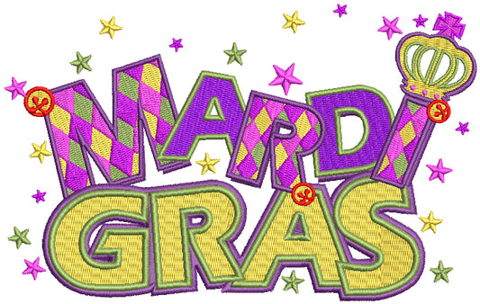 Mardi Gras Banner With Stars Filled Machine Embroidery Design Digitized Pattern