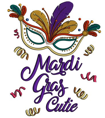 Mardi Gras Cutie Mask Applique Machine Embroidery Design Digitized