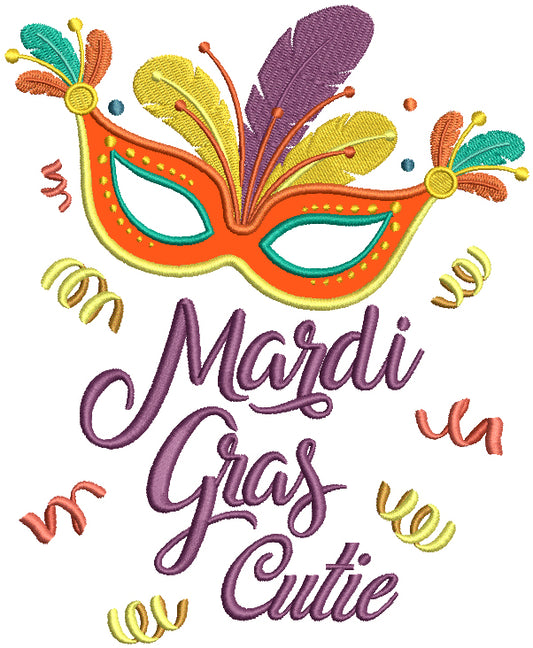 Mardi Gras Cutie Mask Applique Machine Embroidery Design Digitized