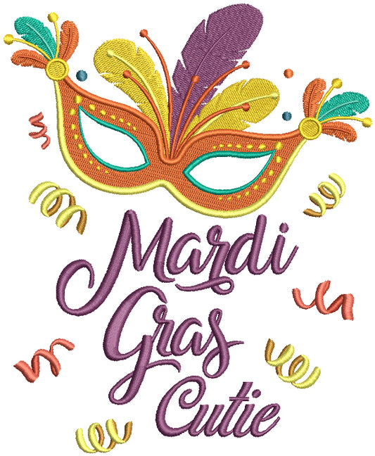 Mardi Gras Cutie Mask Filled Machine Embroidery Design Digitized
