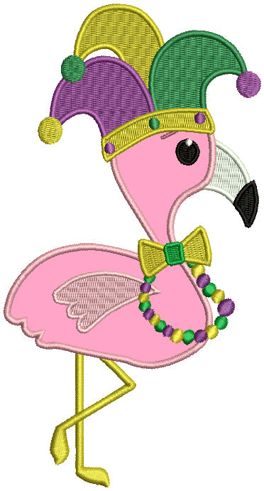 Mardi Gras Flamingo Applique Machine Embroidery Design Digitized Pattern