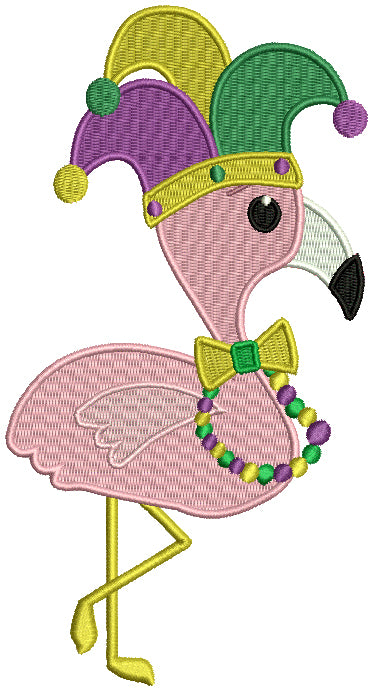 Mardi Gras Flamingo Filled Machine Embroidery Design Digitized Pattern