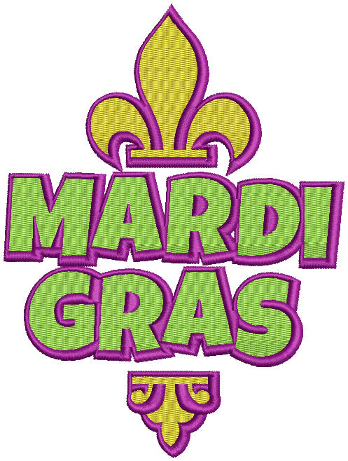 Mardi Gras Fleur-de-lis Sign Filled Machine Embroidery Design Digitized Pattern