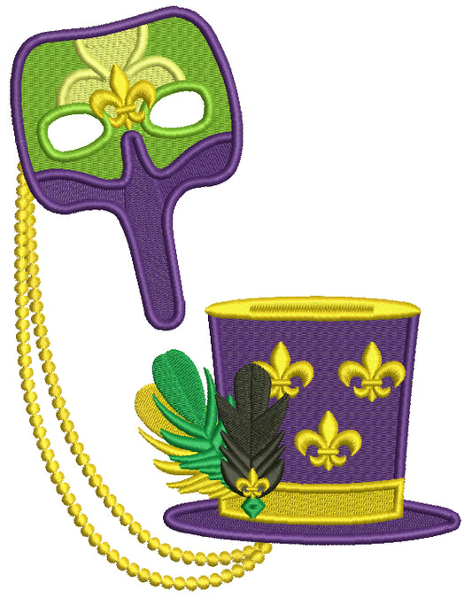 Mardi Gras Hast And The Mask Filled Machine Embroidery Design Digitized Pattern