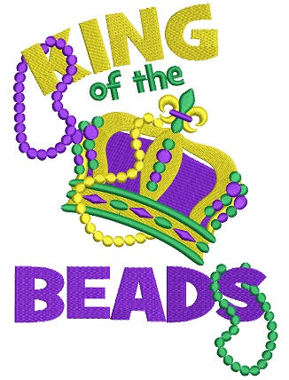 Mardi Gras King of Beads Filled Machine Embroidery Digitized Design Pattern