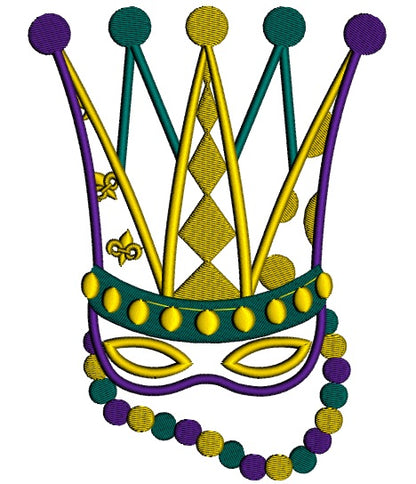 Mardi Gras Mask Applique Machine Embroidery Digitized Design Pattern