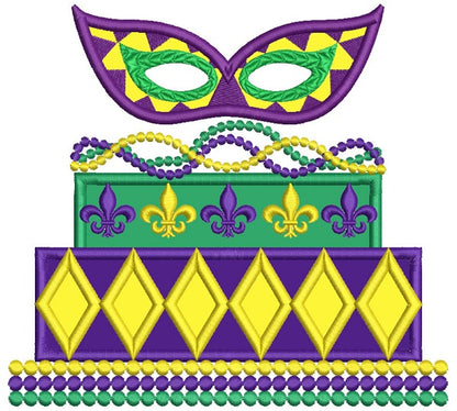 Mardi Gras Mask Cake Applique Machine Embroidery Design Digitized Pattern
