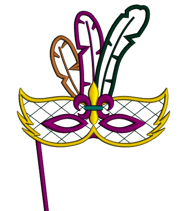 Mardi Gras Mask Feathers Applique Machine Embroidery Digitized Design Pattern