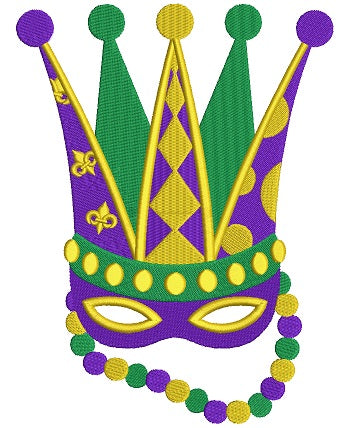 Mardi Gras Mask Filled Machine Embroidery Digitized Design Pattern