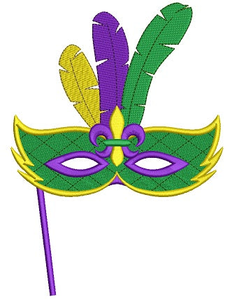 Mardi Gras Mask with feathers Filled Machine Embroidery Digitized Design Pattern