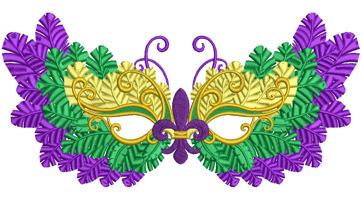 Mardi Gras Mask With Fleur-de-lis Filled Machine Embroidery Design Digitized Pattern
