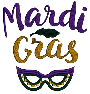 Mardi Gras Mask With a Feather Applique Machine Embroidery Design Digitized Pattern