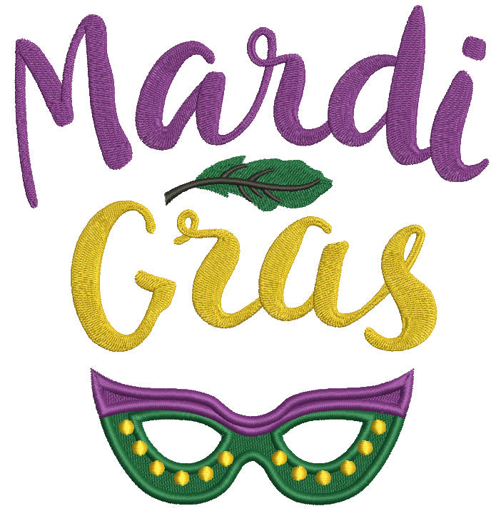 Mardi Gras Mask With a Feather Filled Machine Embroidery Design Digitized Pattern