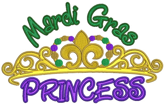 Mardi Gras Princess Filled Machine Embroidery Digitized Design Pattern