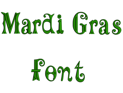 Mardi Gras Split Satin Machine Embroidery Font Upper and Lower Case 1 2 3 inches