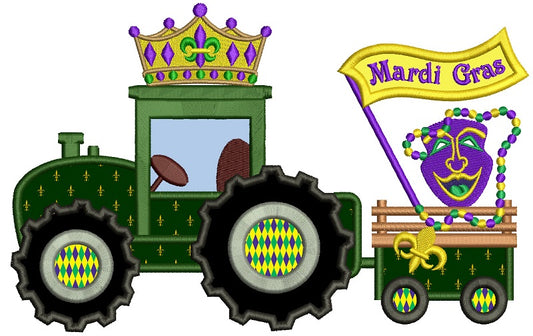 Mardi Gras Tractor Applique Machine Embroidery Design Digitized Pattern