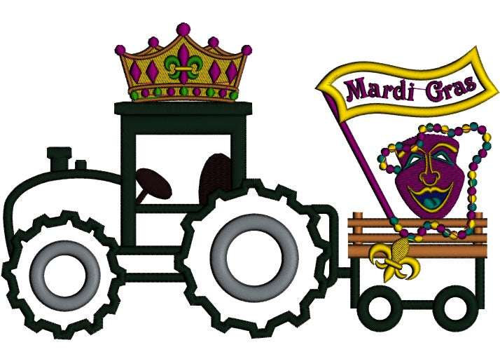 Mardi Gras Tractor Applique Machine Embroidery Design Digitized Pattern