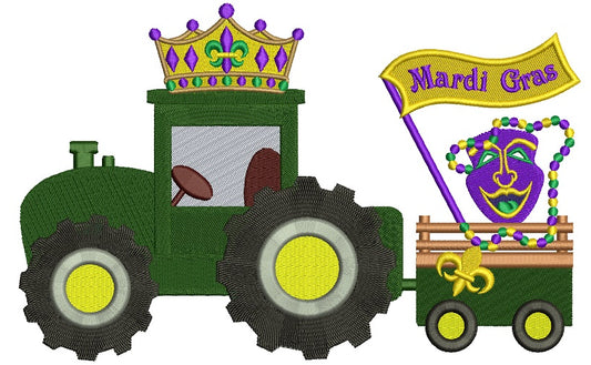 Mardi Gras Tractor Filled Machine Embroidery Design Digitized Pattern