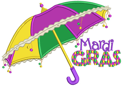 Mardi Gras Umbrella Applique Machine Embroidery Design Digitized Pattern