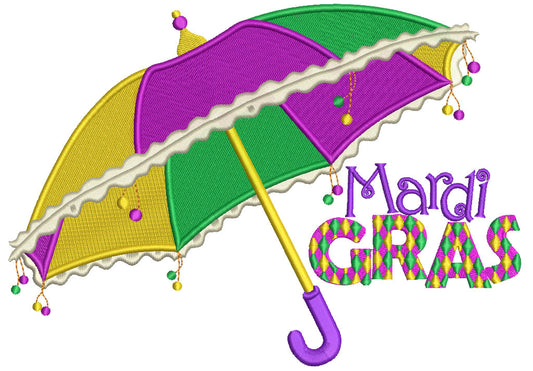 Mardi Gras Umbrella Filled Machine Embroidery Design Digitized Pattern