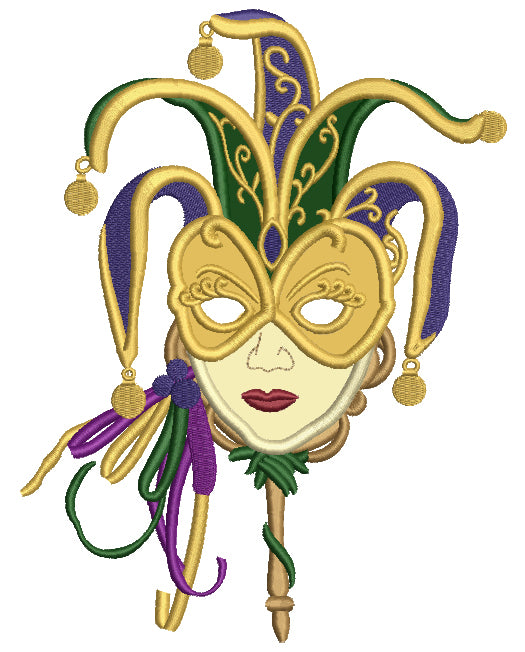 Mardi Grass Lady Mask Applique Machine Embroidery Design Digitized Pattern
