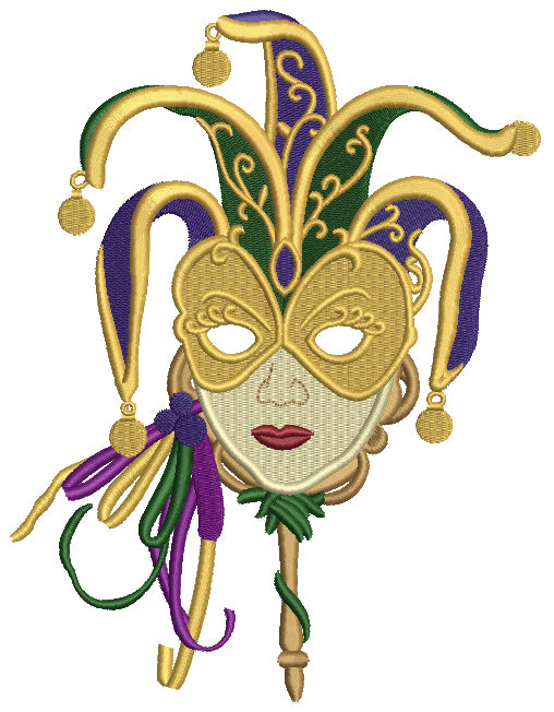 Mardi Grass Lady Mask Filled Machine Embroidery Design Digitized Pattern