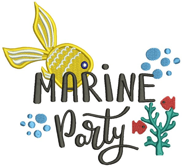 Marine Party Fish Filled Machine Embroidery Design Digitized Pattern