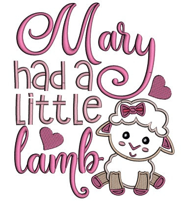Marry Had a Little Lamb Applique Machine Embroidery Design Digitized Pattern