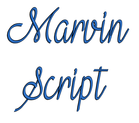 Marvin Script Machine Embroidery Font Upper and Lower Case 1 2 3 inches