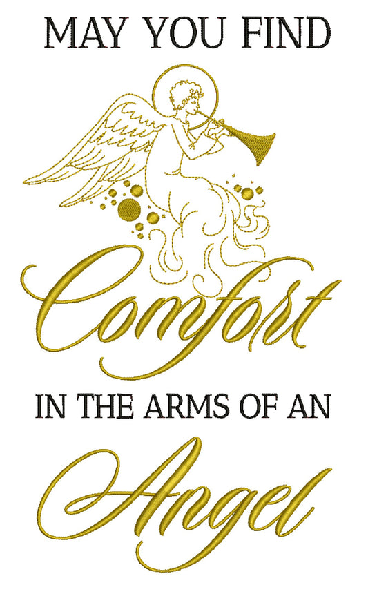 May You Find Comfort In The Arms Of An Angel Religious Filled Machine Embroidery Design Digitized Pattern