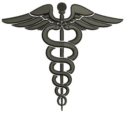 Medical Caduceus Embroidery- Instant Download Machine Embroidery Design 4x4 , 5x7, and 6x10 hoops, Nurses, Doctors, LPn
