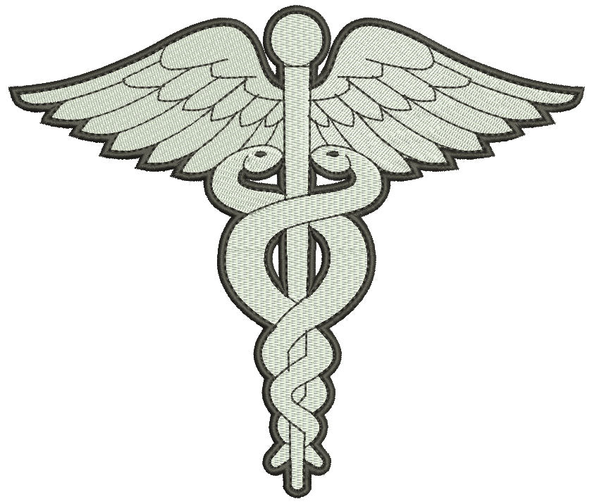 Medical Caduceus Staff of Hermes Filled Machine Embroidery Design Digitized Pattern