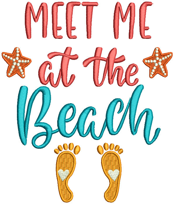 Meet Me At The Beach Filled Machine Embroidery Design Digitized Pattern
