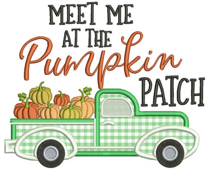 Meet Me At The Pumpkin Patch Applique Machine Embroidery Design Digitized Pattern