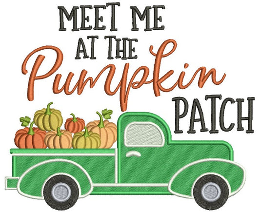 Meet Me At The Pumpkin Patch Filled Machine Embroidery Design Digitized Pattern