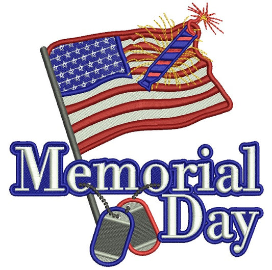 Memorial Day American Flag Patriotic Filled Machine Embroidery Design Digitized Pattern