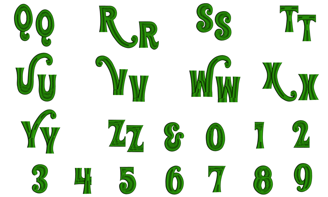 Merkin Font Machine Embroidery Script Upper and Lower Case 1 2 3 inche ...