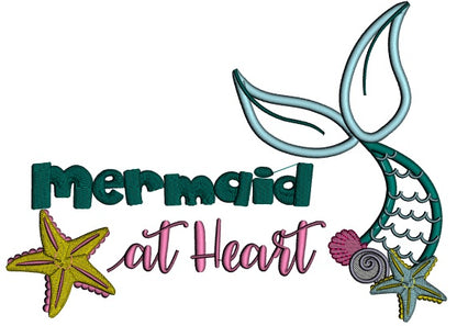 Mermaid At Heart Applique Machine Embroidery Design Digitized Pattern