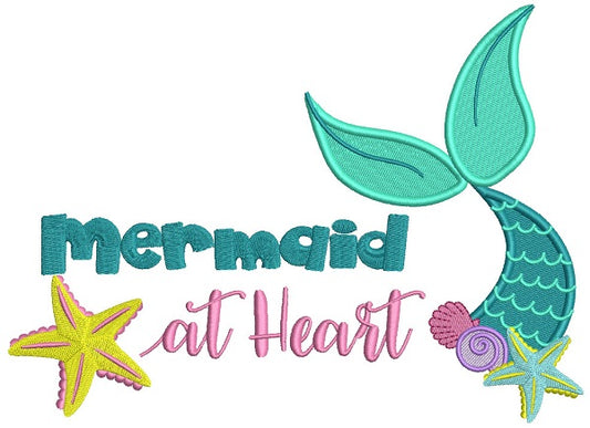 Mermaid At Heart Filled Machine Embroidery Design Digitized Pattern