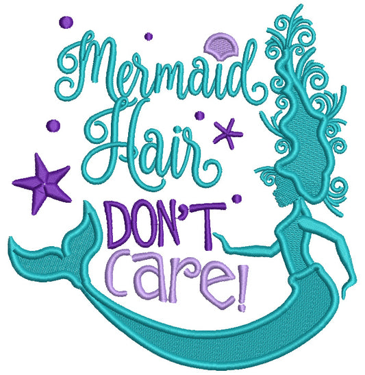 Mermaid Hair Don't Care Starfish And Shells Filled Machine Embroidery Design Digitized Pattern