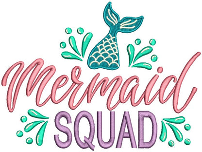 Mermaid Squad Filled Machine Embroidery Design Digitized Pattern