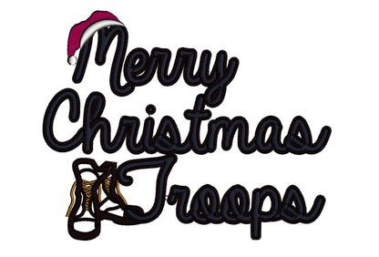 Merry Christmas Troops Applique Machine Embroidery Digitized Design Pattern