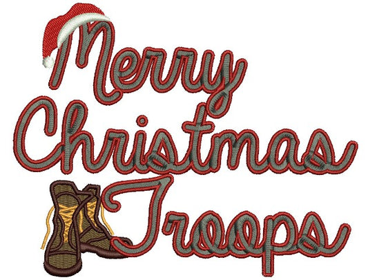 Merry Christmas Troops Filled Machine Embroidery Digitized Design Pattern