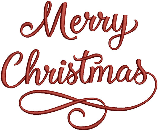 Merry Christmas Cursive Font Filled Machine Embroidery Design Digitized Pattern