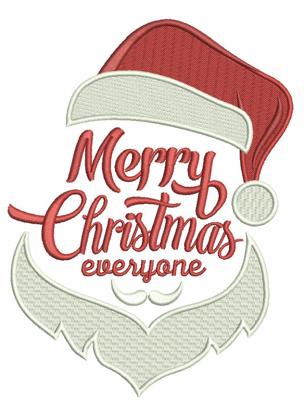Merry Christmas Everyone Filled Machine Embroidery Design Digitized Pattern