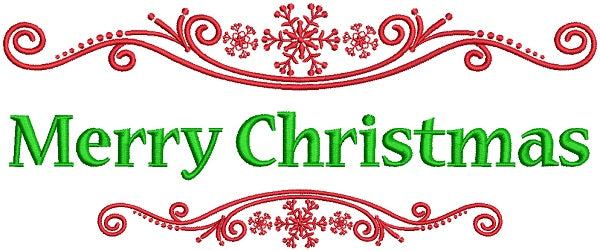 Merry Christmas Fancy Border Christmas Filled Machine Embroidery Design Digitized Pattern