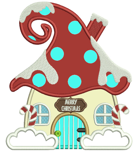 Merry Christmas Gnome House Applique Machine Embroidery Design Digitized Pattern