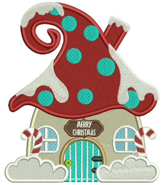 Merry Christmas Gnome House Filled Machine Embroidery Design Digitized Pattern